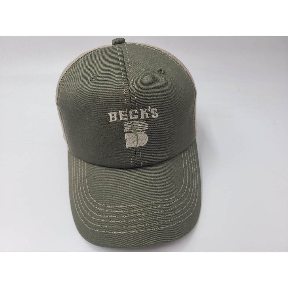 Becks Hybrids Corn Seed Legend Snapback Hat Cap Farm Dad Men Women Green Beige